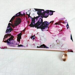 IPSY New pink purple floral pattern zippered makeup cosmetics bag pouch clutch